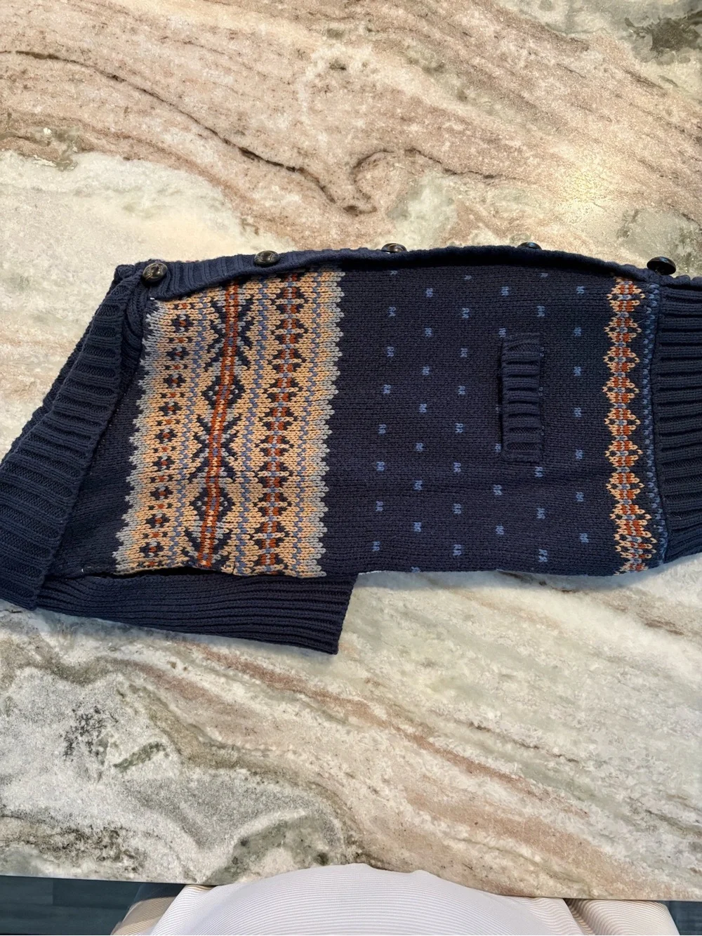 Navy Fair Isle Button-Shoulder Sweater Dog Vest